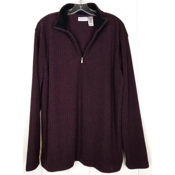 Concepts By Claiborne Mens Large Long Sleeve Half Zip Pullover Maroon Sweater - Picture 1 of 6